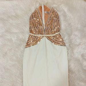 Cream and sequence high neck dress